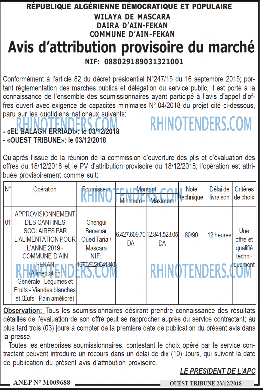 ouest TRIBUNE