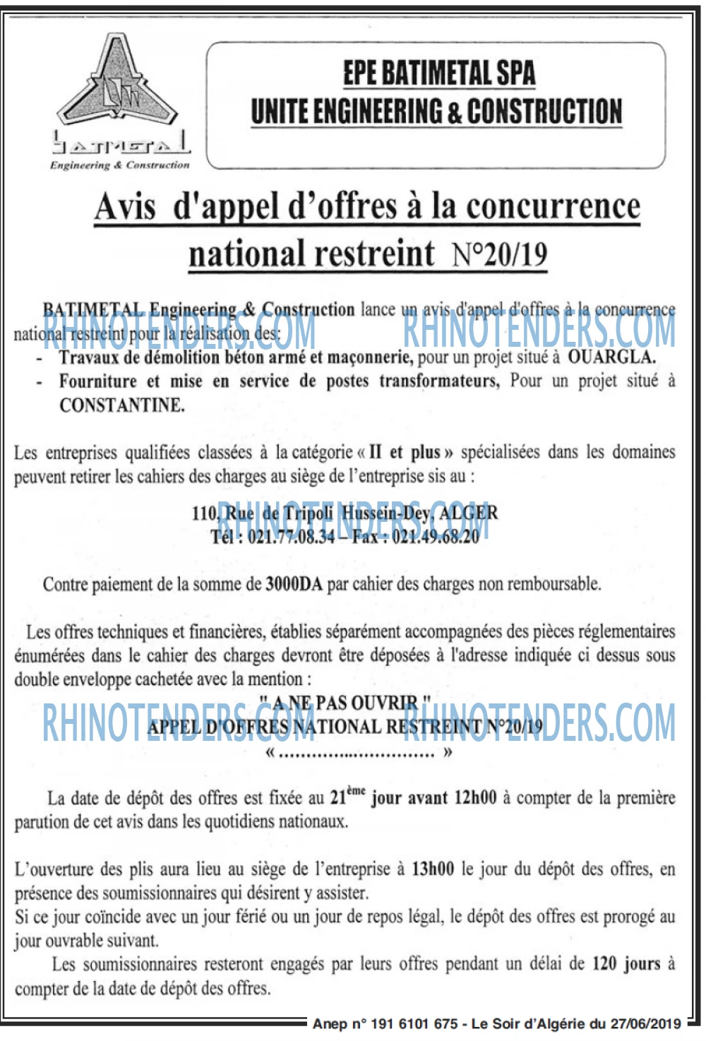 LE SOIR D'ALGERIE