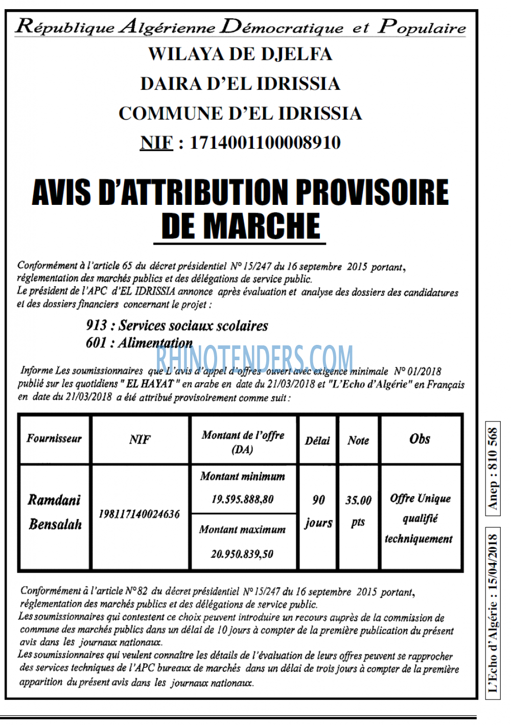 L'ECHO D'ALGERIE