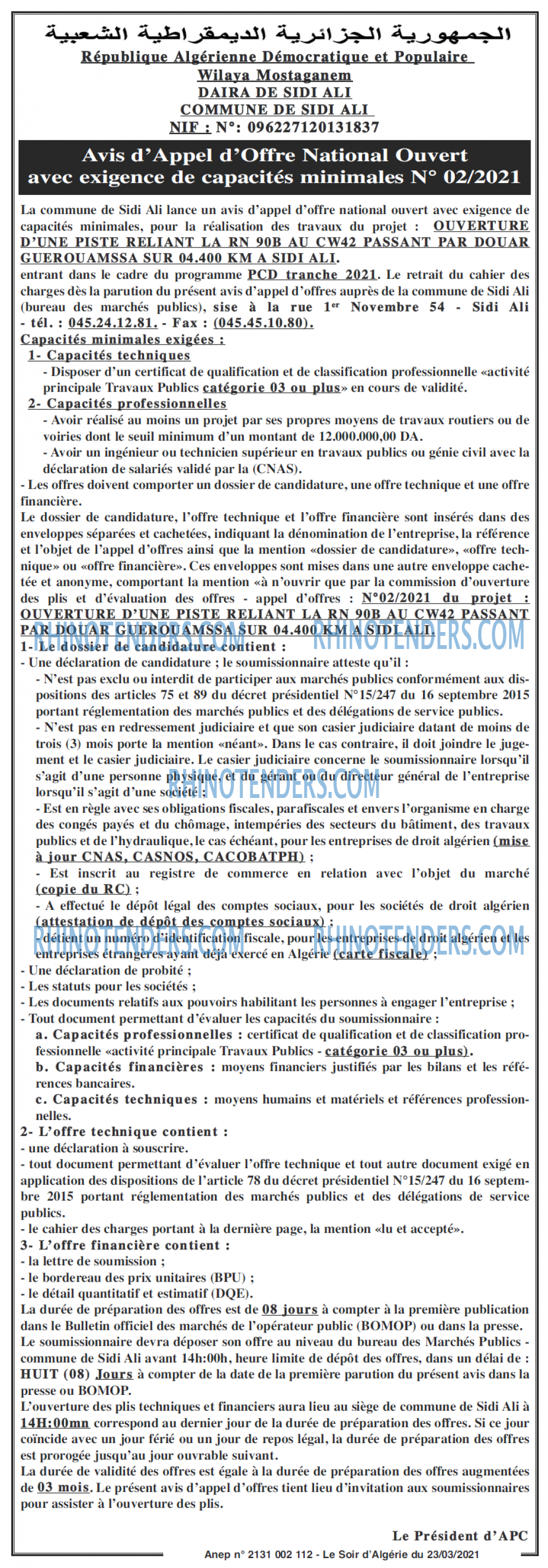 LE SOIR D'ALGERIE