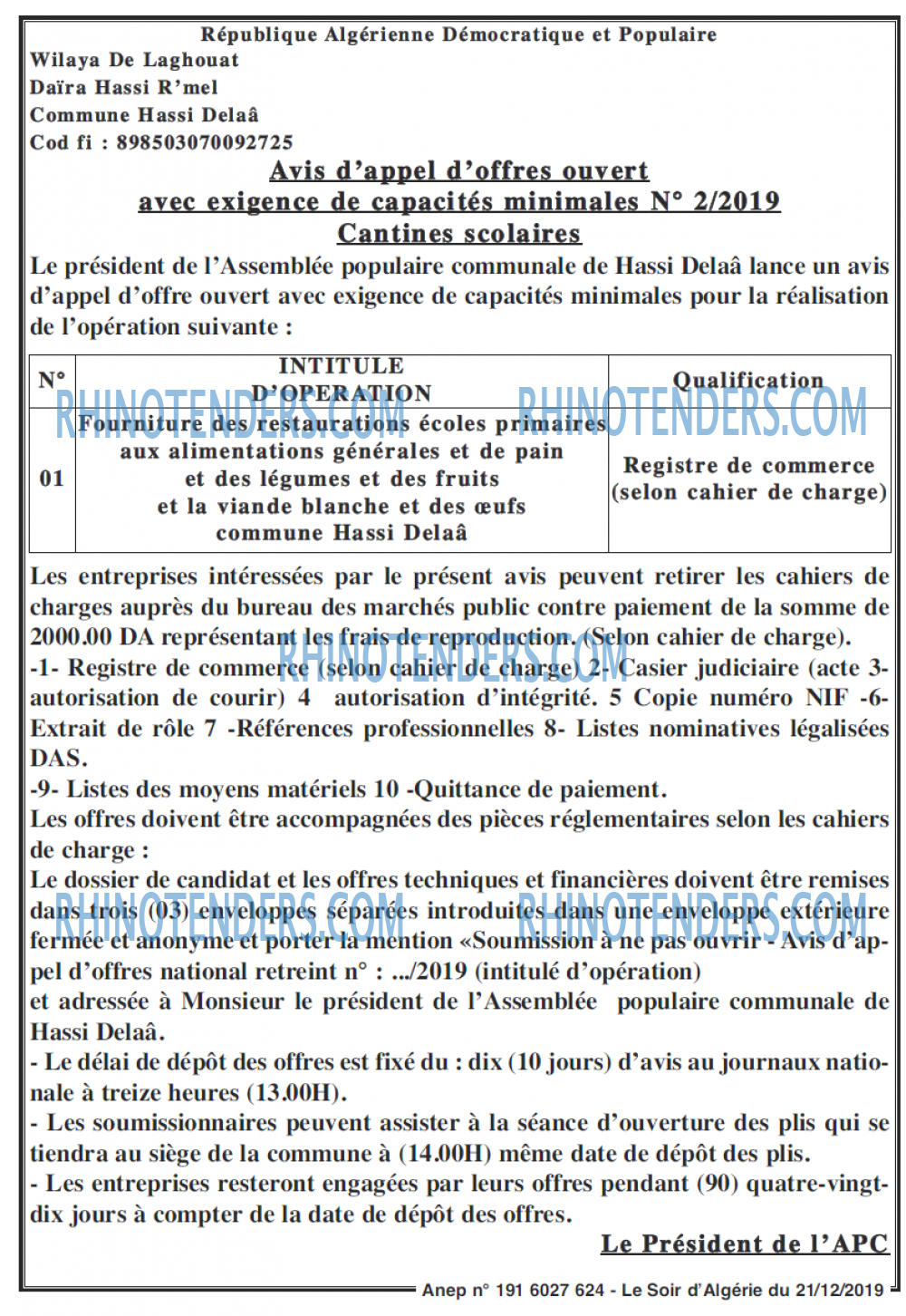LE SOIR D'ALGERIE