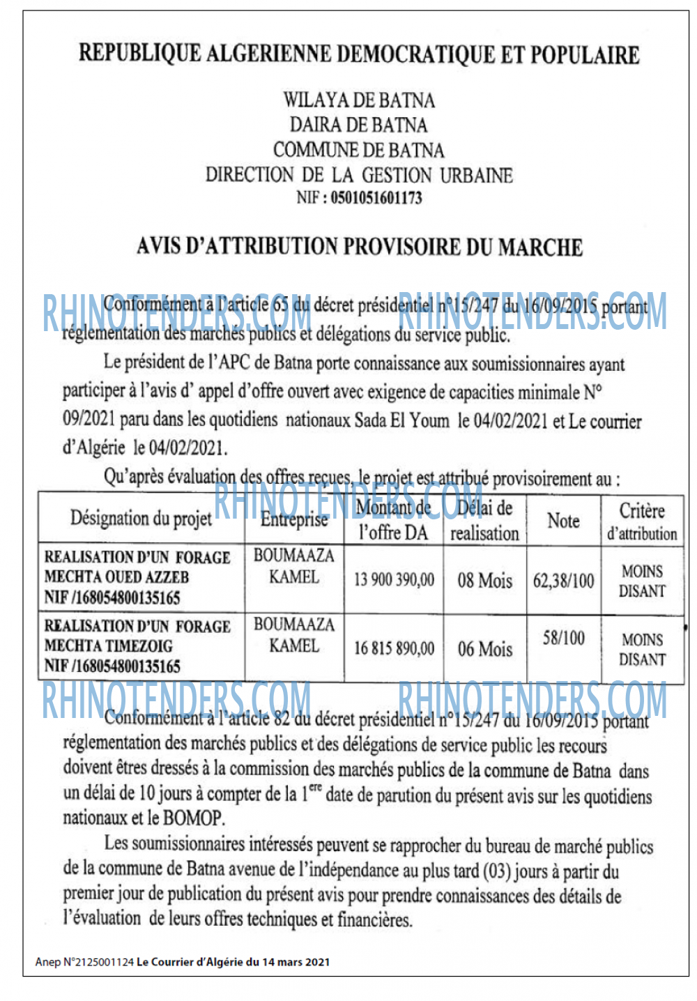 Le Courrier d'Algerie