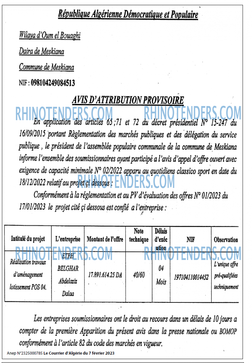 Le Courrier d'Algerie