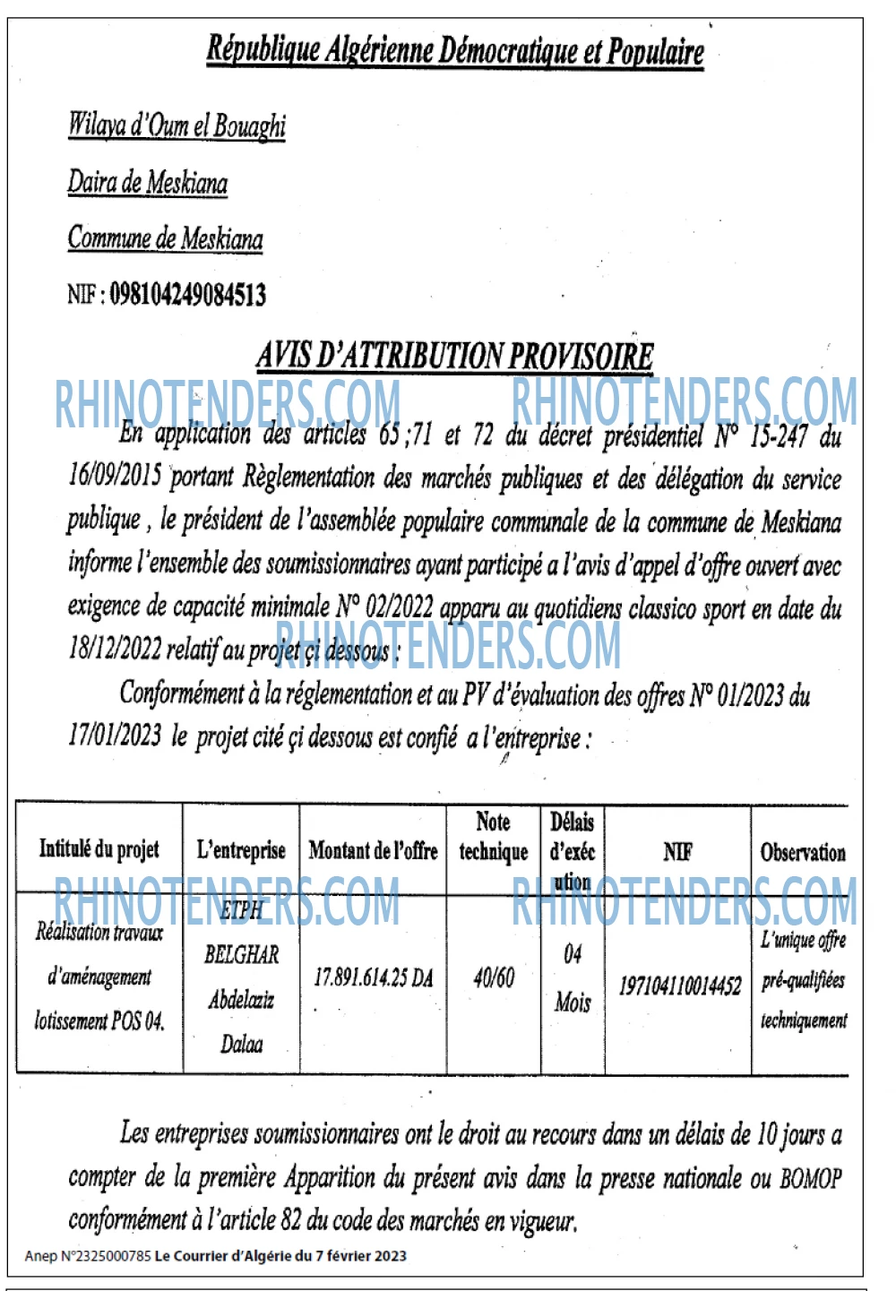 Le Courrier d'Algerie
