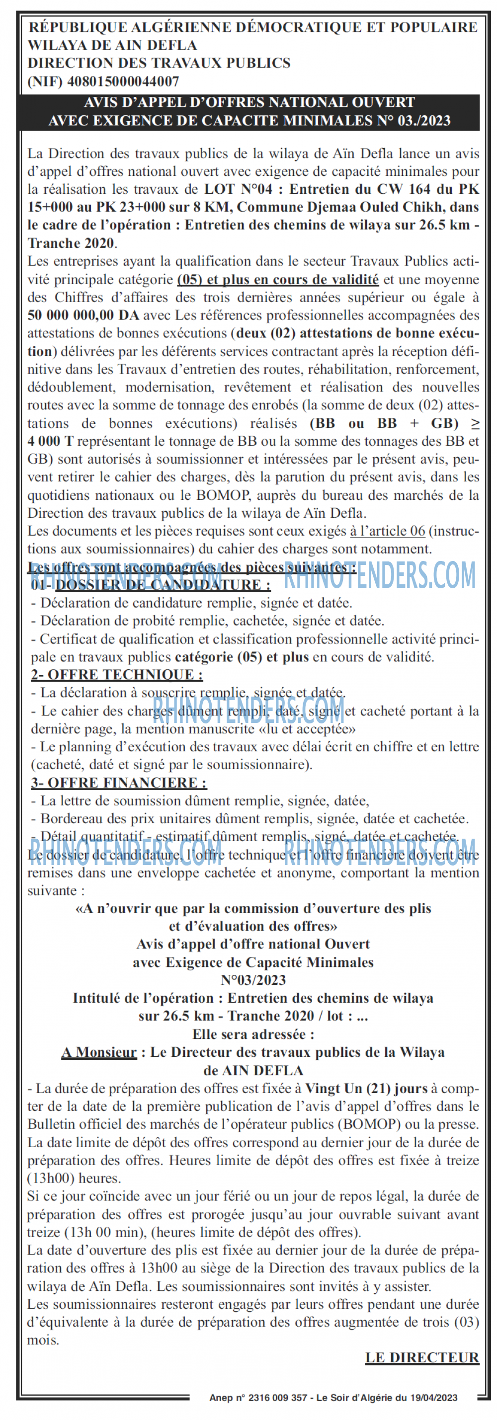 LE SOIR D'ALGERIE
