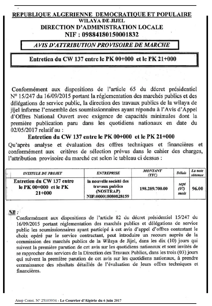 Le Courrier d'Algerie