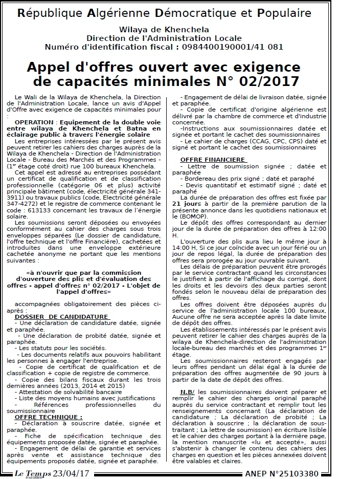 LE TEMPS D'ALGERIE