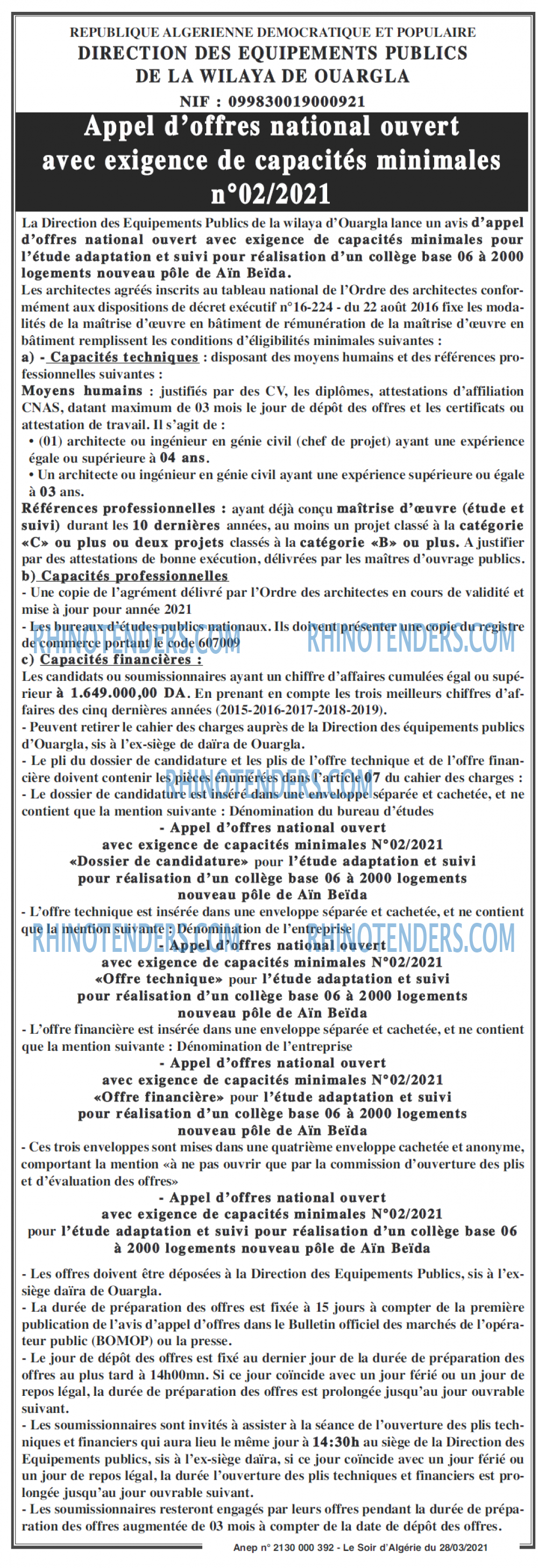 LE SOIR D'ALGERIE