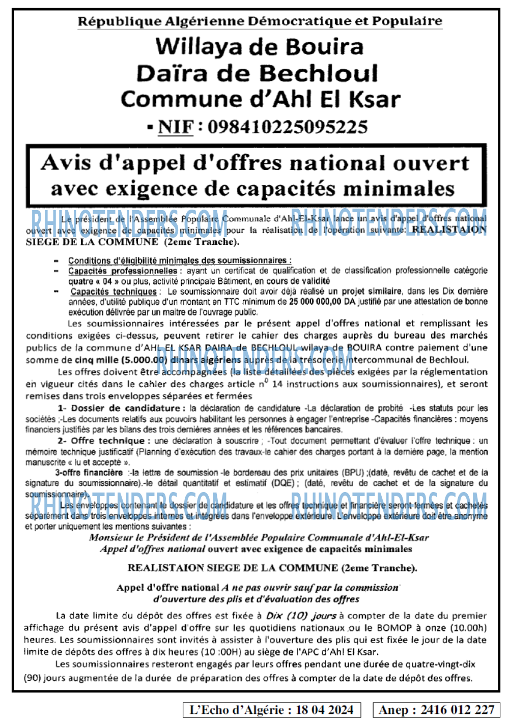 L'ECHO D'ALGERIE