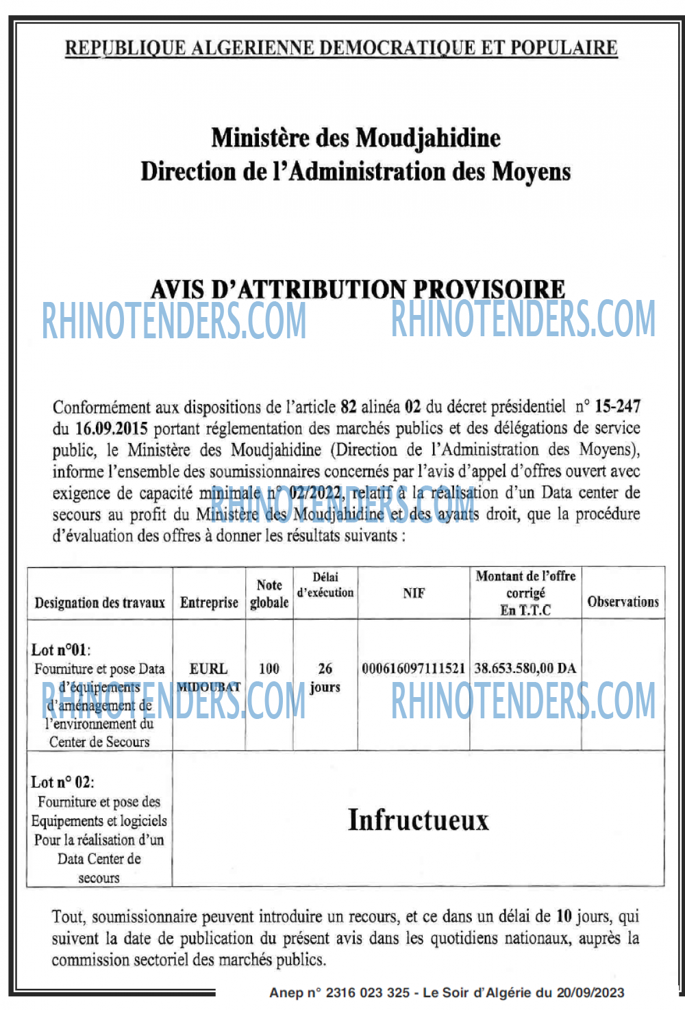 LE SOIR D'ALGERIE