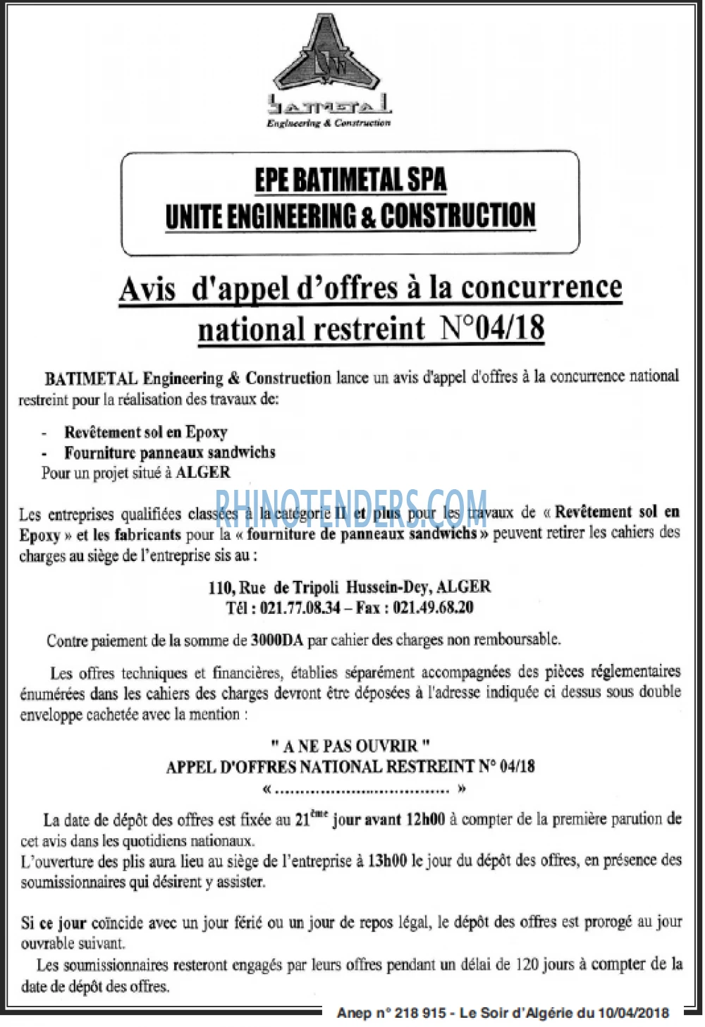 LE SOIR D'ALGERIE