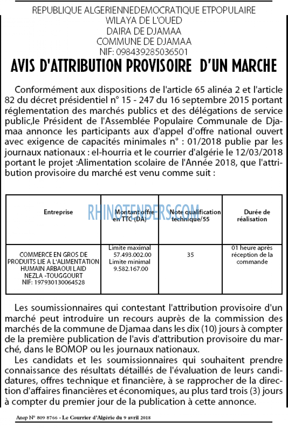 Le Courrier d'Algerie