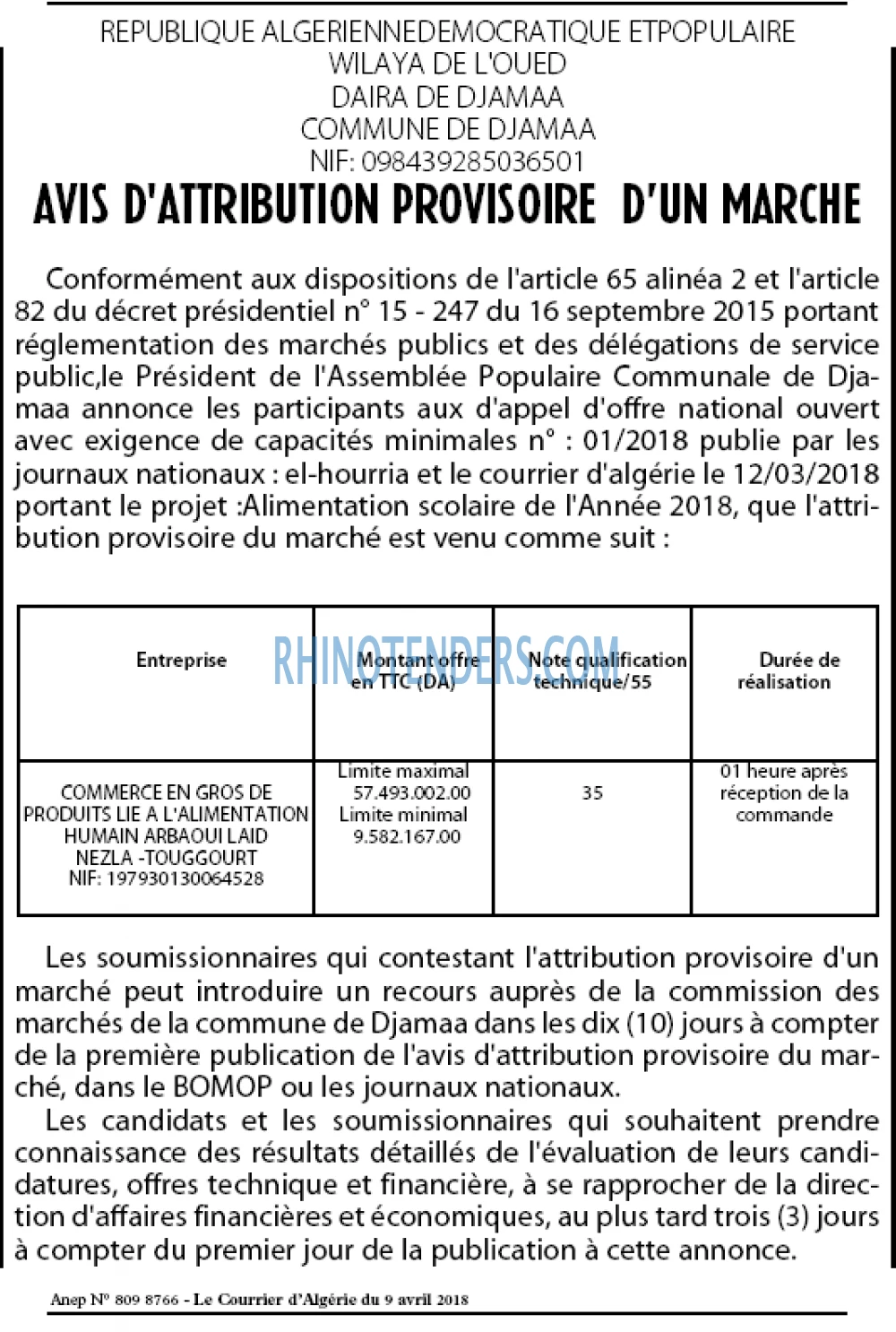 Le Courrier d'Algerie