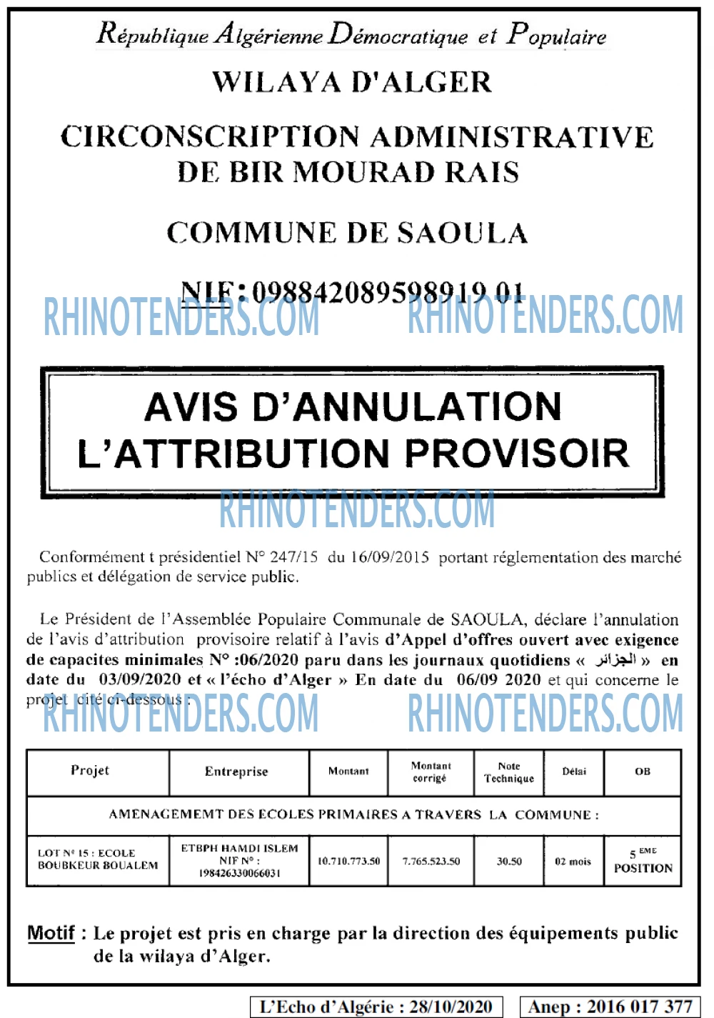 L'ECHO D'ALGERIE