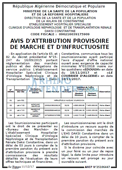 LE TEMPS D'ALGERIE