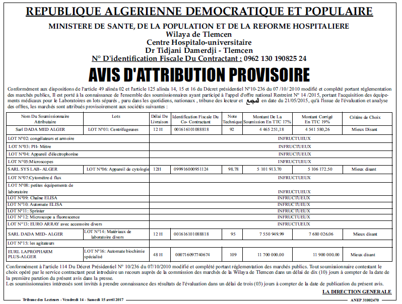 TRIBUNE DES LECTEURS