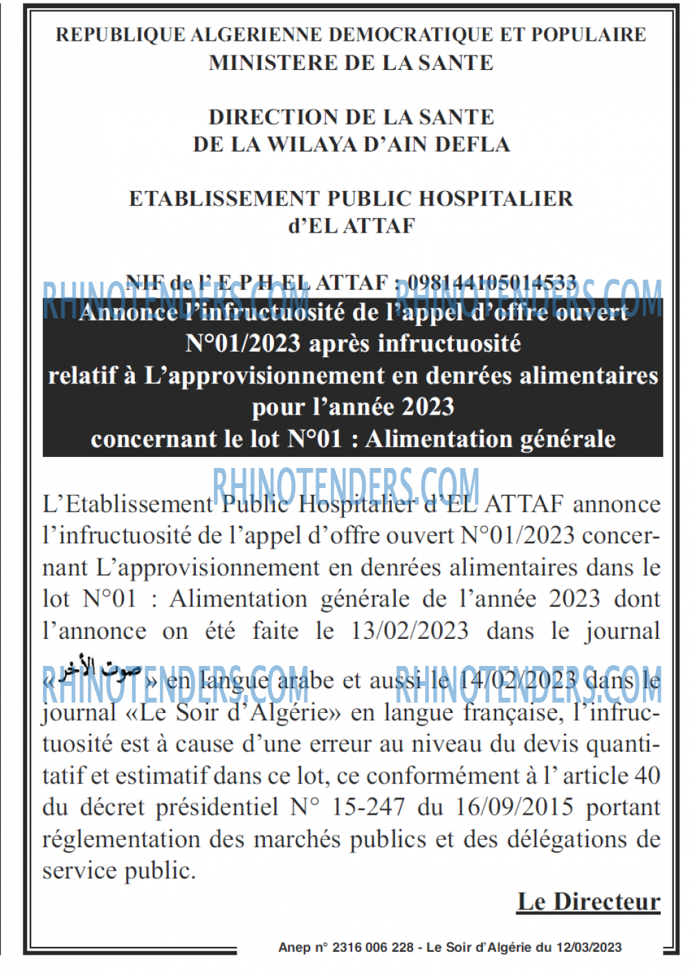 LE SOIR D'ALGERIE