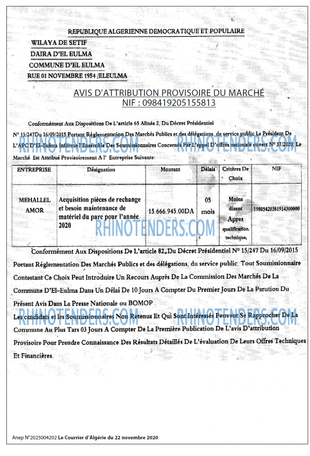 Le Courrier d'Algerie