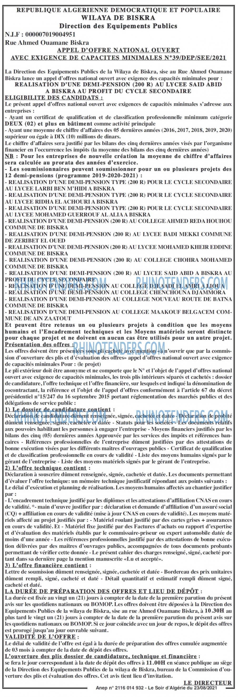 LE SOIR D'ALGERIE
