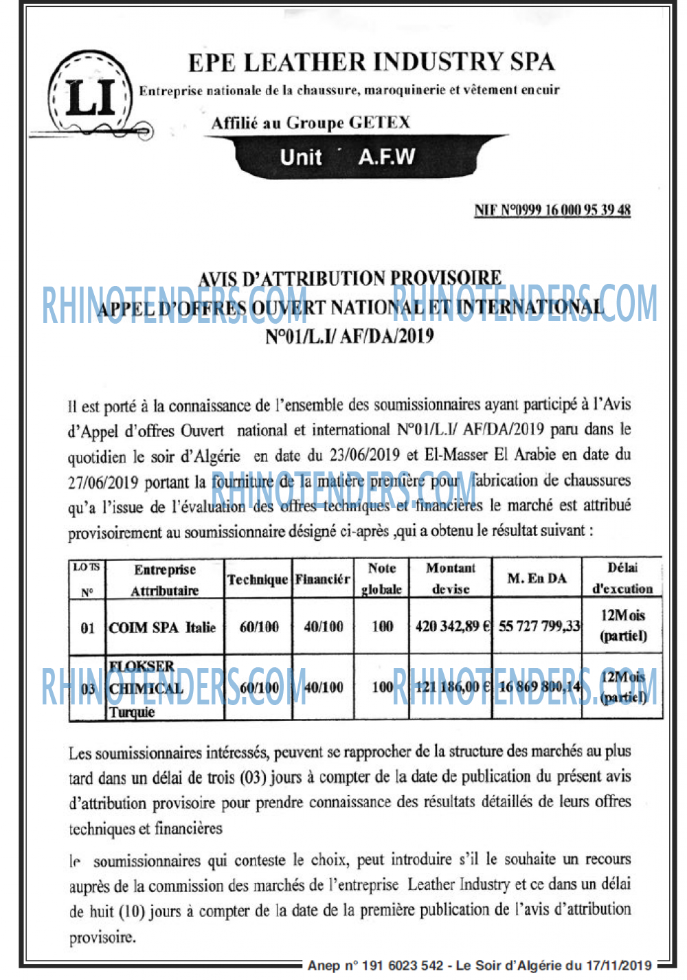 LE SOIR D'ALGERIE