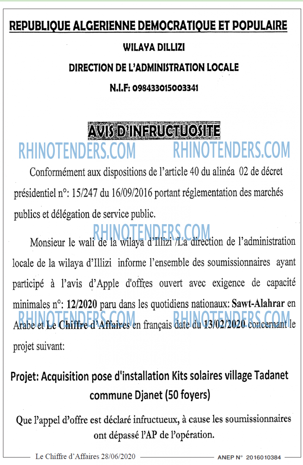 Le Chiffre d'Affaires