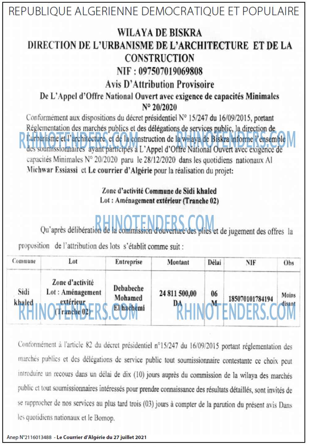 Le Courrier d'Algerie