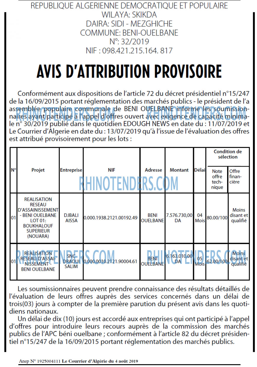 Le Courrier d'Algerie
