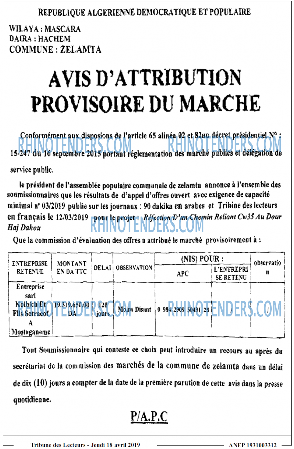 TRIBUNE DES LECTEURS
