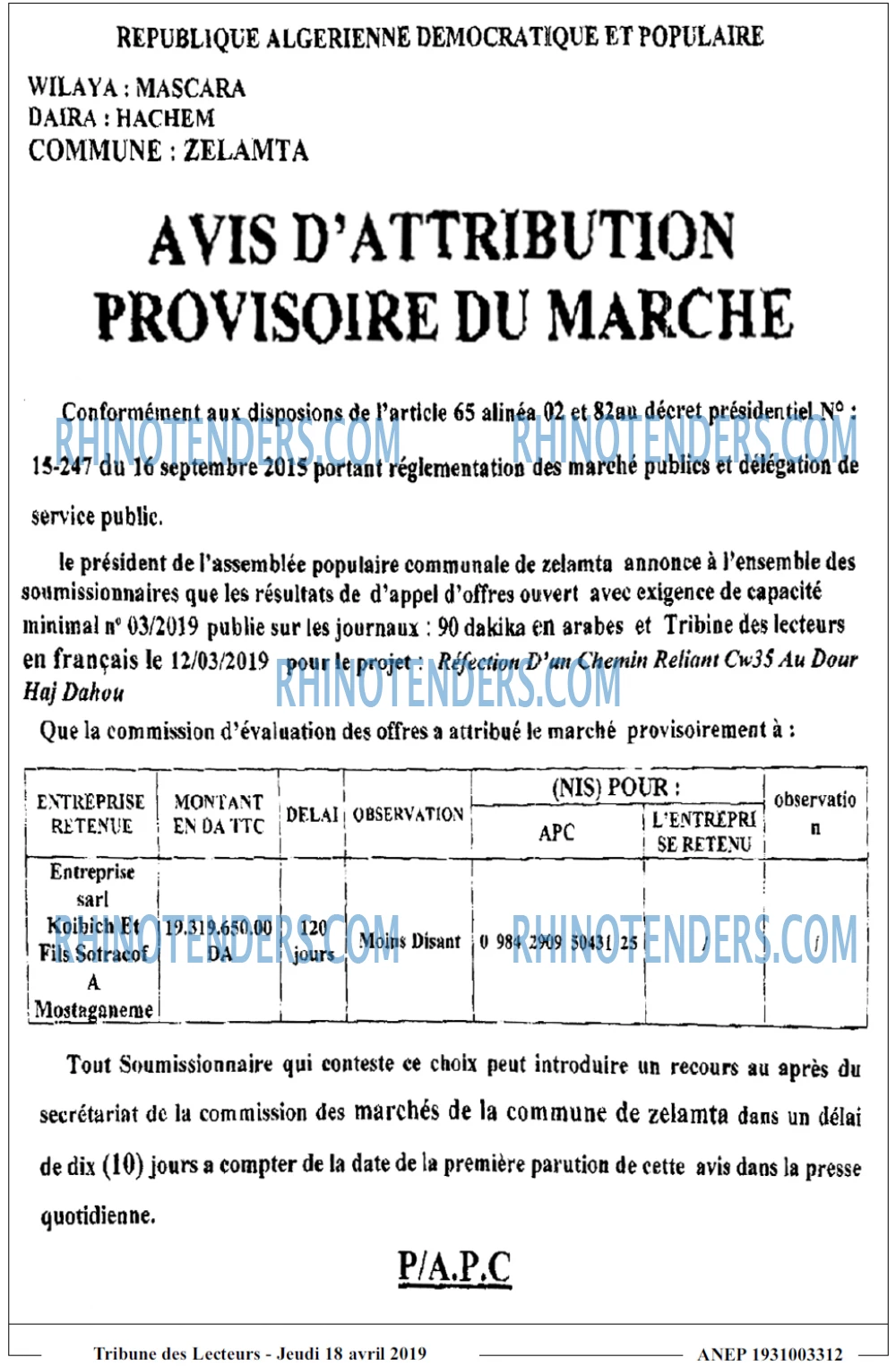 TRIBUNE DES LECTEURS