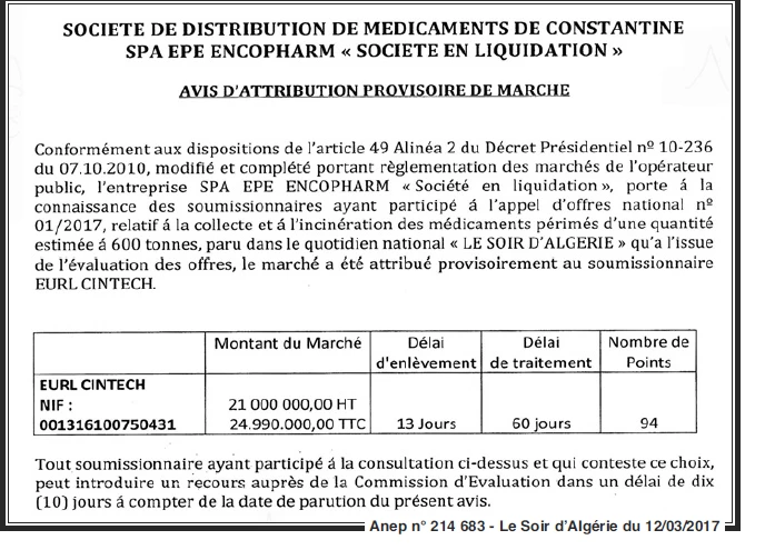 LE SOIR D'ALGERIE