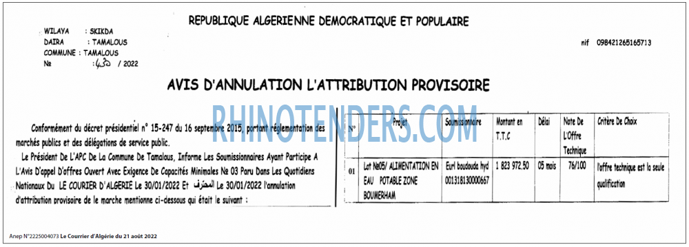 Le Courrier d'Algerie