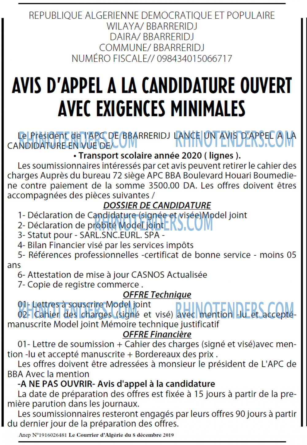 Le Courrier d'Algerie