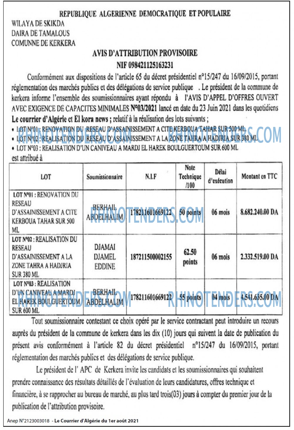 Le Courrier d'Algerie