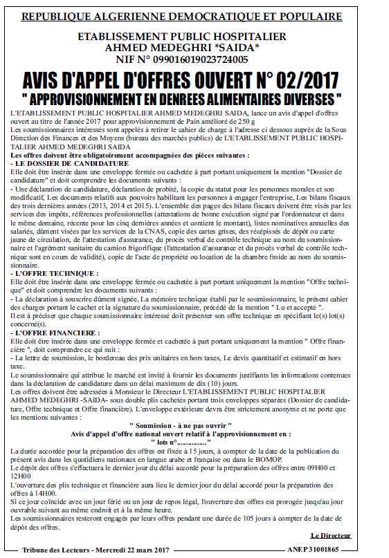 TRIBUNE DES LECTEURS
