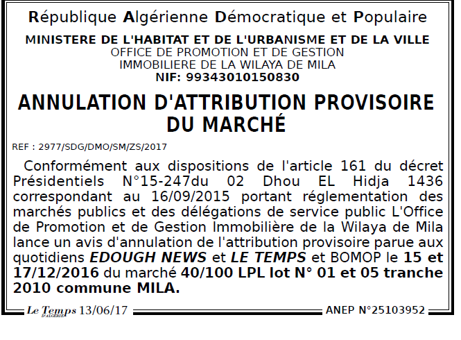 LE TEMPS D'ALGERIE