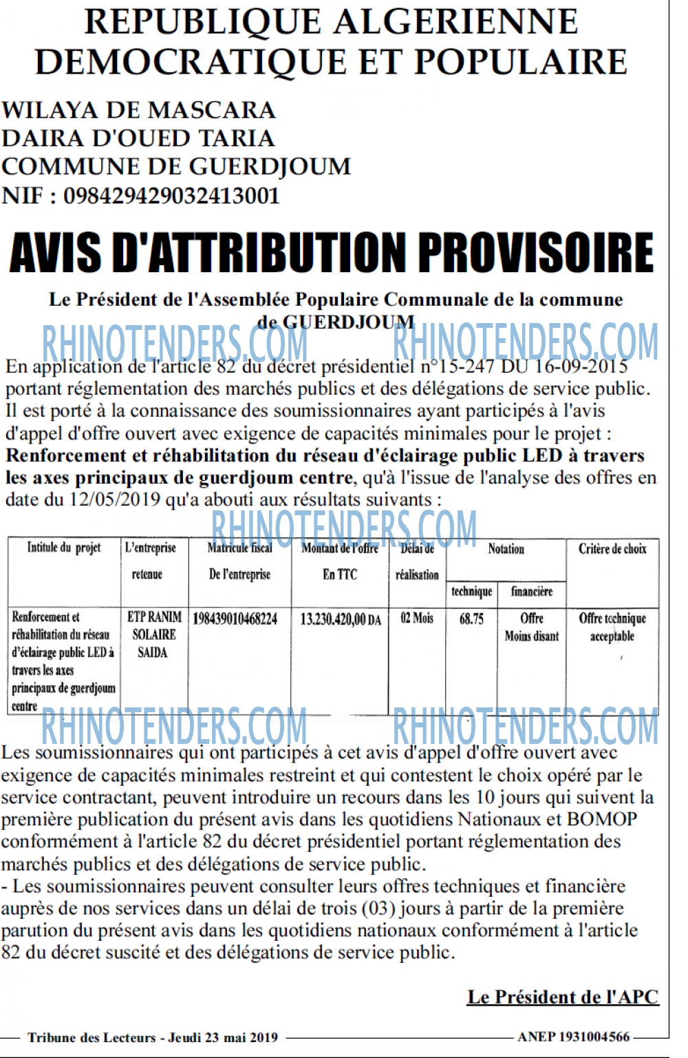TRIBUNE DES LECTEURS