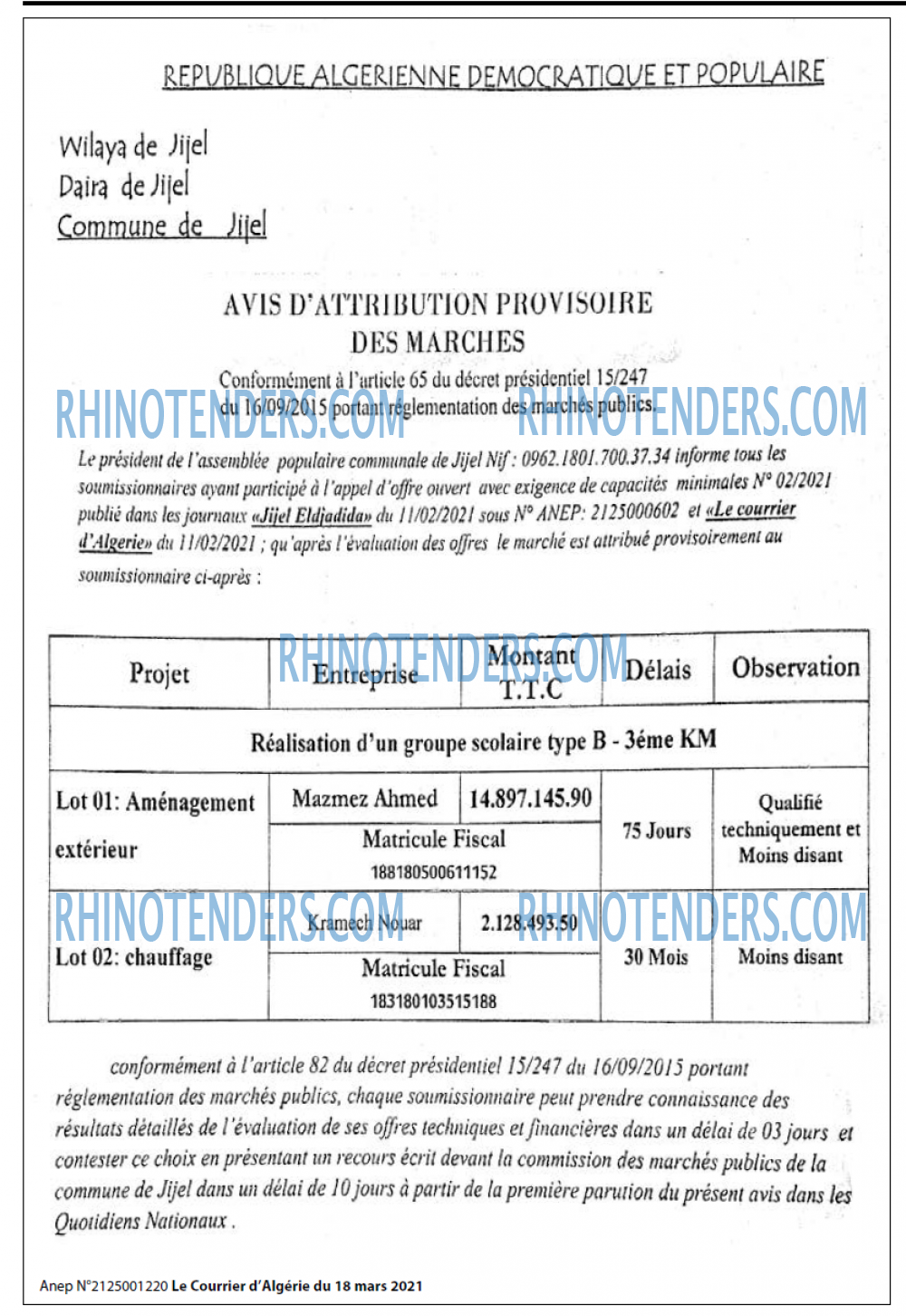 Le Courrier d'Algerie