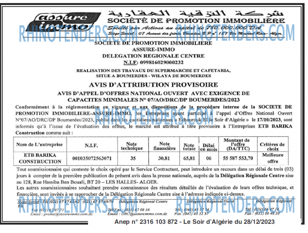 LE SOIR D'ALGERIE