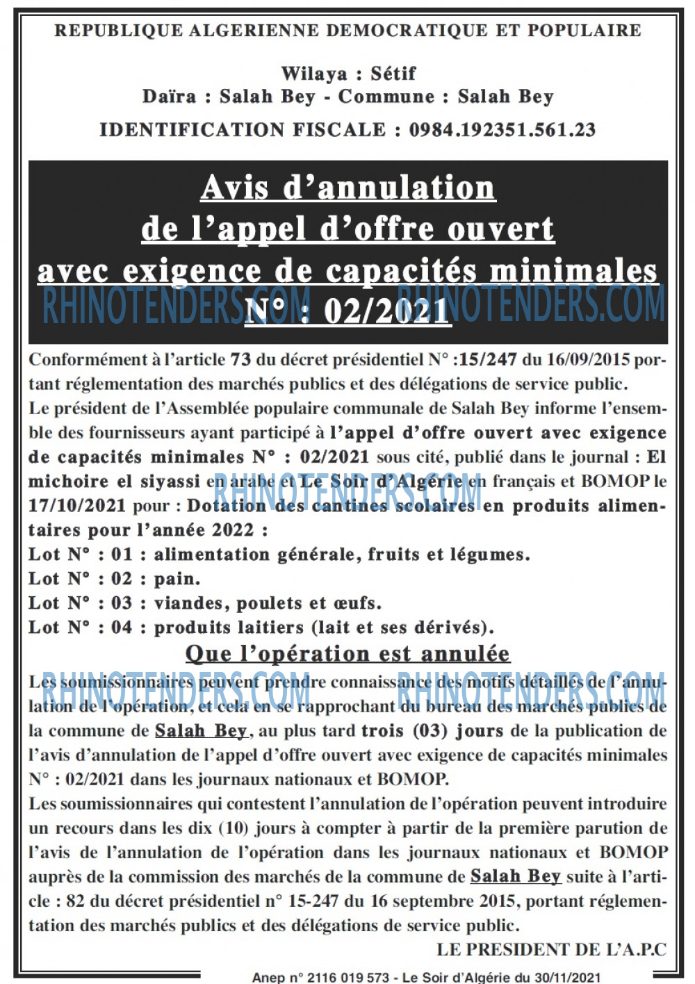 LE SOIR D'ALGERIE