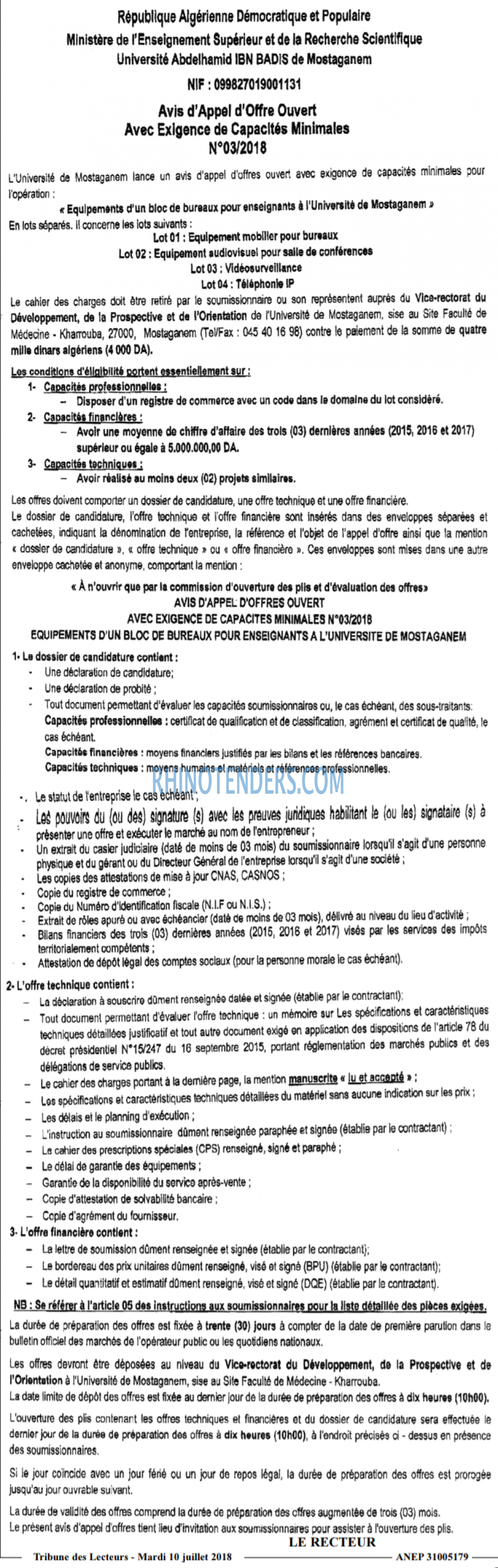 TRIBUNE DES LECTEURS