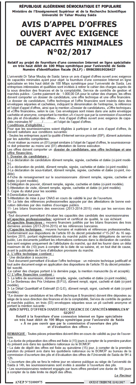 ouest TRIBUNE