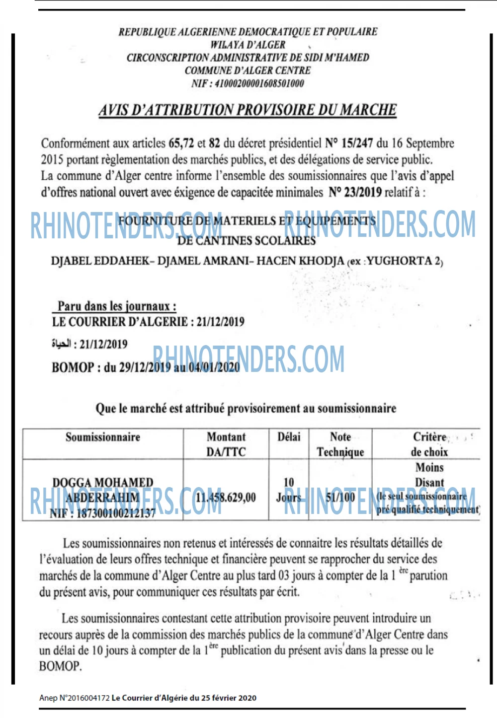 Le Courrier d'Algerie