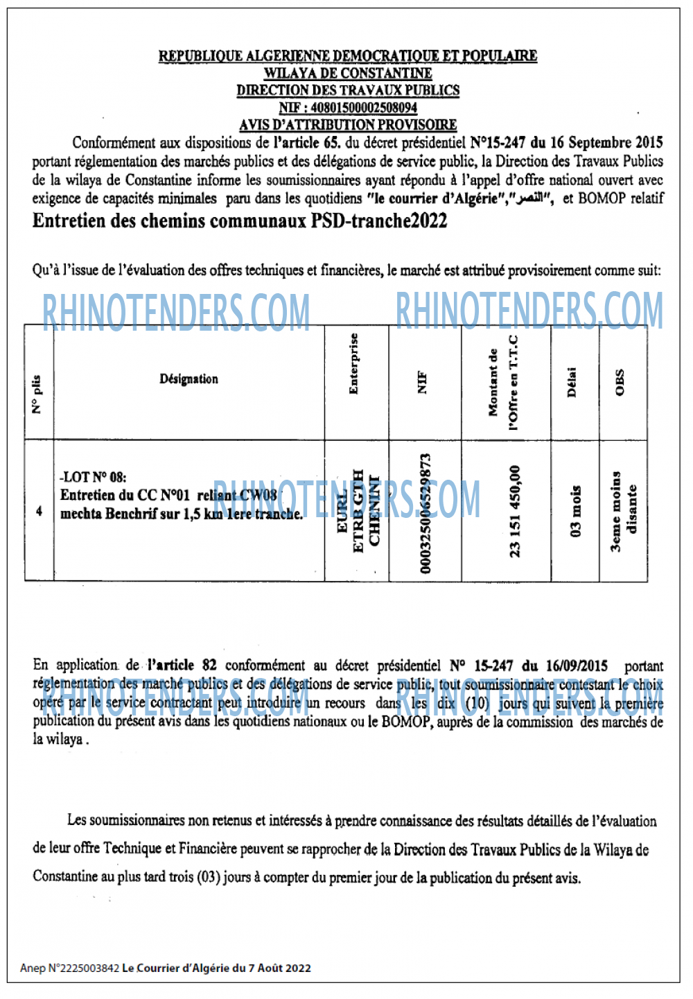 Le Courrier d'Algerie