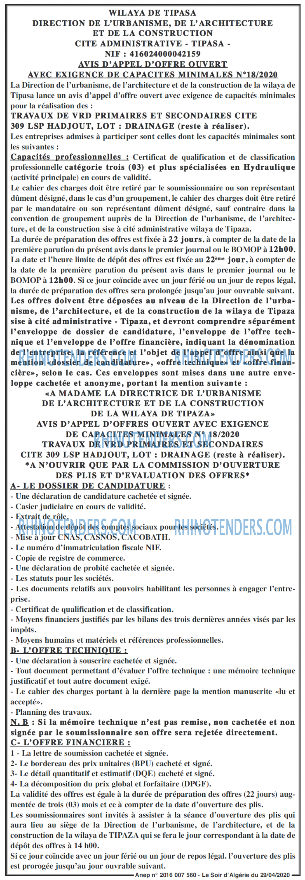 LE SOIR D'ALGERIE