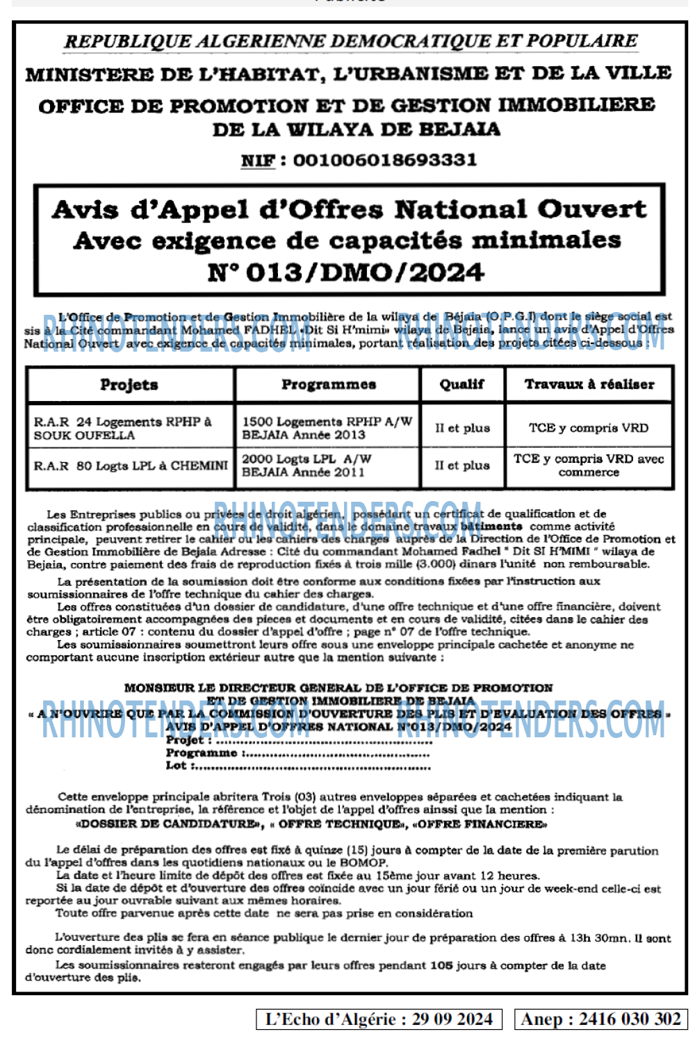 L'ECHO D'ALGERIE