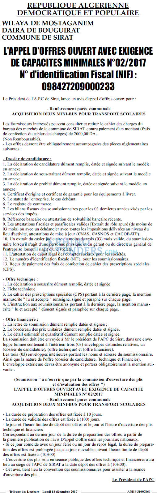 TRIBUNE DES LECTEURS
