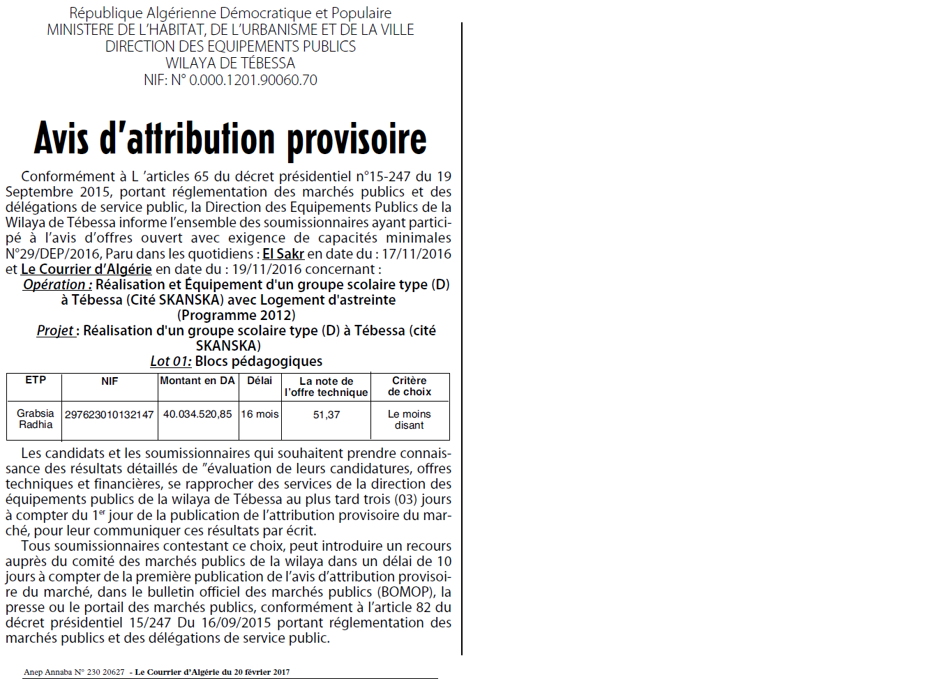 Le Courrier d'Algerie