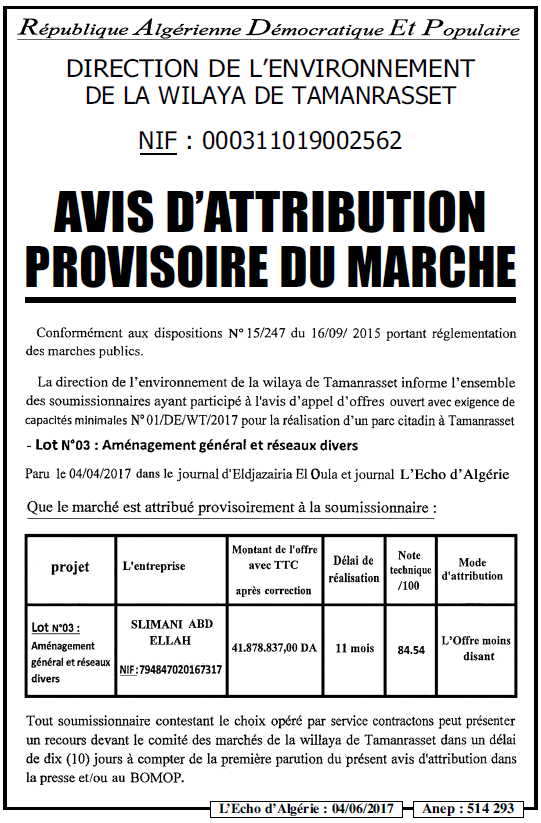 L'ECHO D'ALGERIE