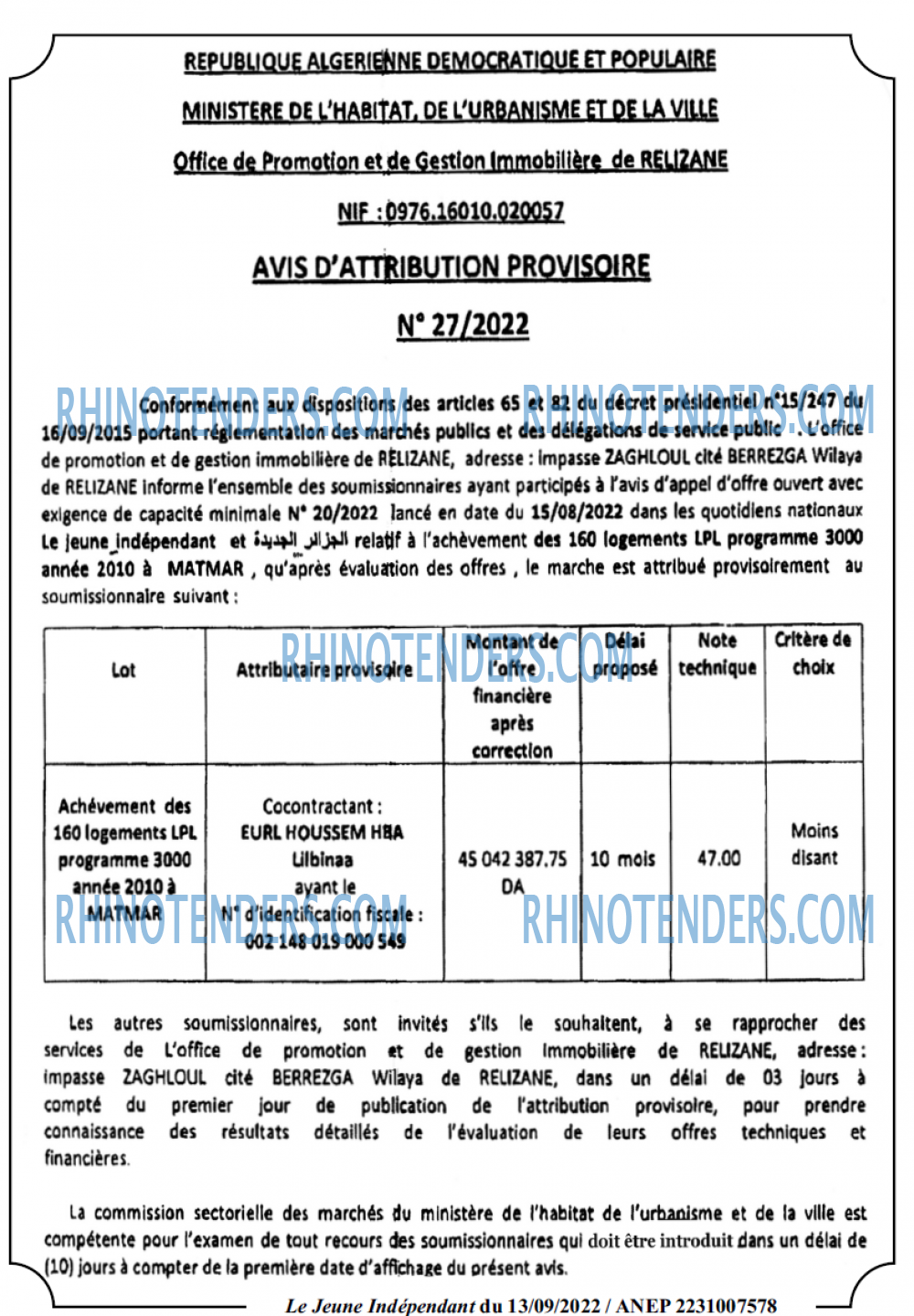 Jeune Independant