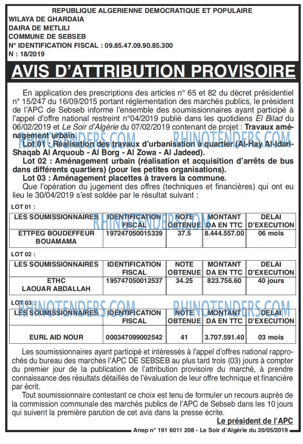LE SOIR D'ALGERIE